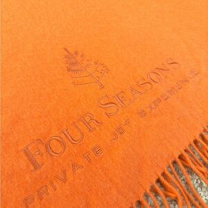 Four Seasons Private Jet Experience Mongolian Cashmere Orange Throw Blanket